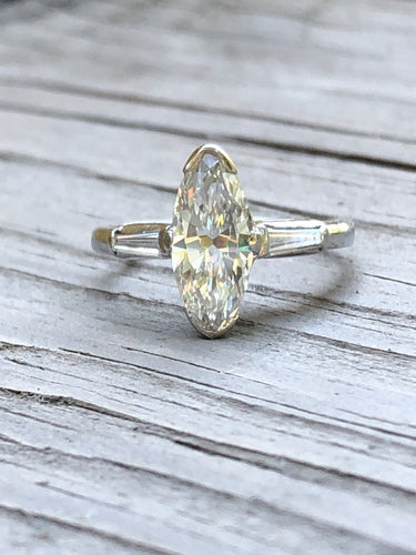 GIA 1.13 G SI1 Vintage Marquise Diamond Ring